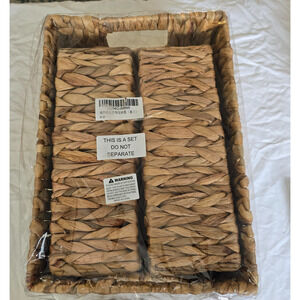 Wicker Baskets with Handles Set of 3 / 2 Sizes New